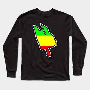 Thetis Island Silhouette in Rastafarian Flag Colours - Rasta - Thetis Island Long Sleeve T-Shirt